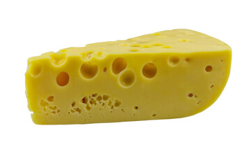 Piece of swiss cheese isolated on white background