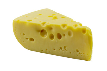 Piece of swiss cheese isolated on white background