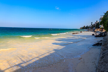 View of tropical sandy beach on Zanzibar, Tanzania