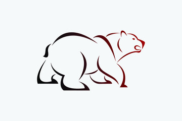 Bear vector line art logo vector animals illustration, bear icon modern symbol for graphic and web design