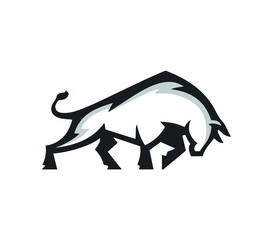 Vector image of an bull design on a white background. Logo, Symbol