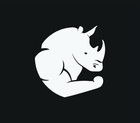 Strong rhino silhouette doing bicep flex