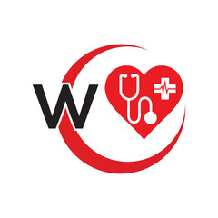 letter W medical logo illustration. Modern Vector Logo Letter . Medical Doctor Letter Design Vector.