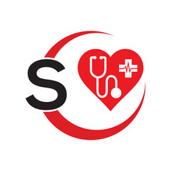 letter S medical logo illustration. Modern Vector Logo Letter . Medical Doctor Letter Design Vector.