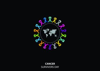 Cancer Survivors Day Awareness Concept. Cancer Survivors Template for background, Banner, Poster, Card Awareness Campaign. vector illustrations