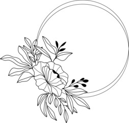 lines flower flora logo wedding greeting card bride and groom invitation card vector illustration