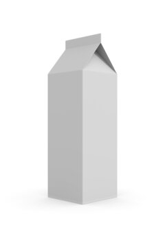 Milk and juice cardboard box on white background. Isolated 3d illustration