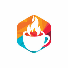 Hot coffee vector logo design template. 