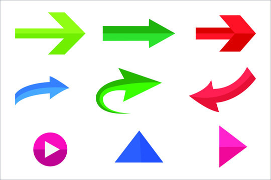 Directional arrows set in many colors and shapes vector
