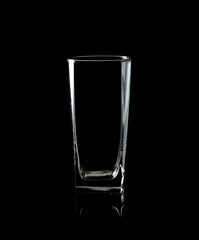Empty glass of water isolated on black background