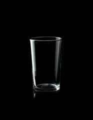Empty glass of water isolated on black background