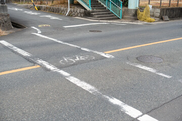 自転車専用横断歩道の写真。