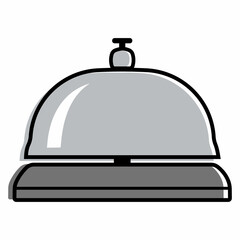 Hotel desk bell, service bell, bell icon at the reception. Flat vector illustration.