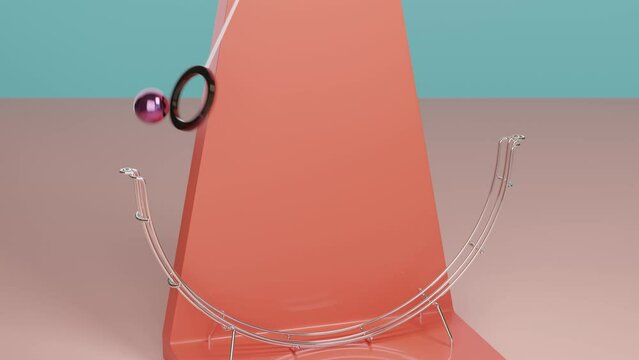 Pendulum and ball swinging. Satisfying video. Looped 3d animation.