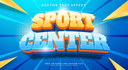 Sport center 3d editable text effect, suitable for sport themes.