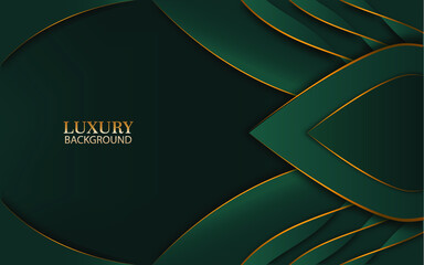 abstract green and gold lines with decorative wave shapes luxury background