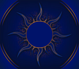 abstract blue and luxury sun shapes with glitter background vector illustration