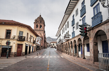 Road in the city center. Cusco, Peru. - 508936425