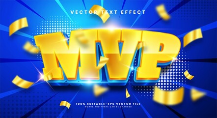 Obraz premium MVP 3d editable text effect with gold color, suitable for champion themes.