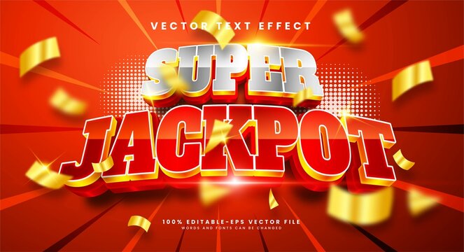 Super jackpot 3d editable text effect with gold color, suitable for winner themes.