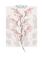 Watercolor of pink floral vector template design