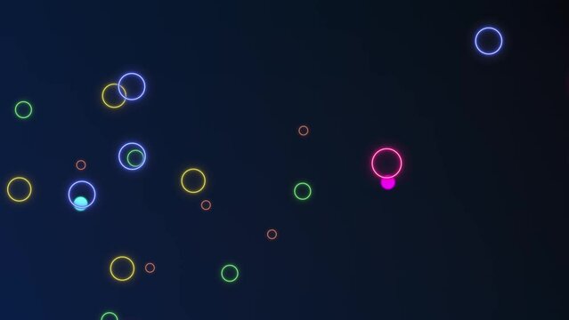 abstracMany colorful bubbles, rings flying and moving up on white background. Modern simple animated motion elements screensaver in 4K on color background.t, animation, art, backdrop, background, 