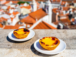 Pasteis de Nata on stone background
