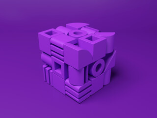 Abstract composition with 3d elements. Realistic illustration with cubes and elements. Trendy banner or poster design. Futuristic background