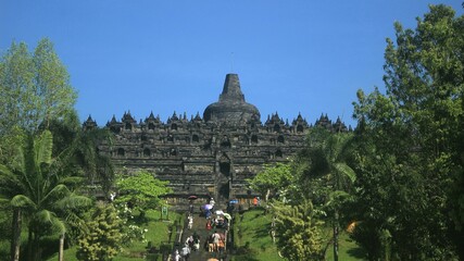 Architectural masterpieces of the archipelago's past at Borobudur Temple, located in Central Java,...