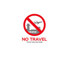 No flying, no travel, no fly zone logo design. Ban travel on plane vector design and illustration.