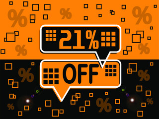 Fototapeta premium 21% special offer. Banner com super desconto 21% in black and orange.