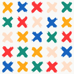 abstract pattern with hand drawn color crosses