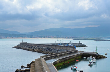 Fototapeta na wymiar Marina of Hondarribia, in Spanish Basque Country. 
