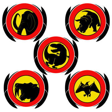 five prehistoric symbol suitable for super hero themed illustration