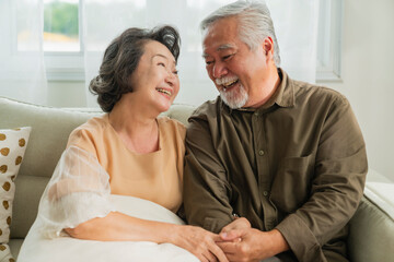 old senior asian retired age marry couple wellness lifesstyle together at home,old people laugh...