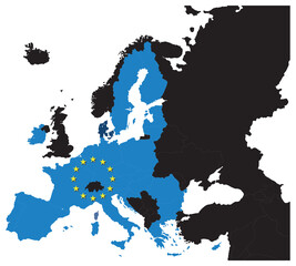 European Union map after Brexit with stars of the European Union. Vector illustration without the United Kingdom