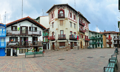 Old harbor district (Portua) in Hondarribia in Spanish Basque Country