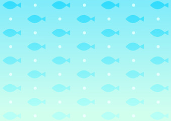 背景　お魚パターン　水色グラデーション