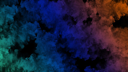 Swarms colorful clouds on black background