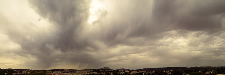 Sainte Victoire mountain in the light of a cloudy spring morning