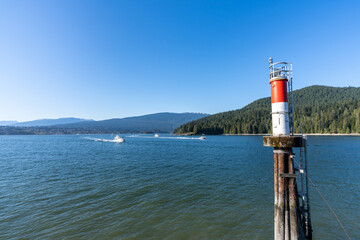 Burrard inlet sign. Barnet Marine Park. Burnaby, British Columbia, Canada.