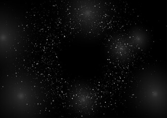 Silver round shiny dust particles abstract background. Vector design