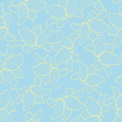 Fototapeta na wymiar Blue background with yellow flowers
