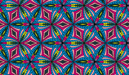 Seamless pattern with fantasy flowers, natural wallpaper, floral decoration curl illustration. Paisley print hand drawn elements.
