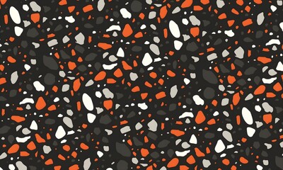 Colorful venetian terrazzo imitation seamless pattern. Modern minimalistic floor tile for interior decoration. Realistic marble texture with stone fragments. Trendy abstract illustration.