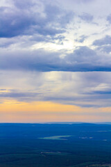 Panorama view to mountain landscape of Wurmberg Braunlage Harz Germany.