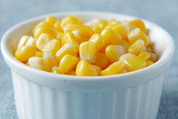 Sweet corns in a bowl on table ,