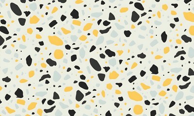 Colorful venetian terrazzo imitation seamless pattern. Modern minimalistic floor tile for interior decoration. Realistic marble texture with stone fragments. Trendy abstract illustration.