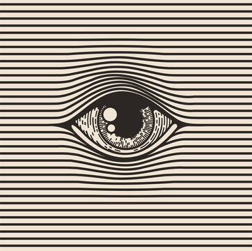 Spy eye vintage styled engraving illustration. Vector illustration