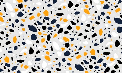 Colorful venetian terrazzo imitation seamless pattern. Modern minimalistic floor tile for interior decoration. Realistic marble texture with stone fragments. Trendy abstract illustration.